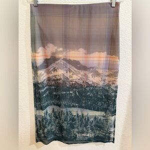 Urban Outfitters Scenic Mountain Plaid Midi Mesh Skirt Large
